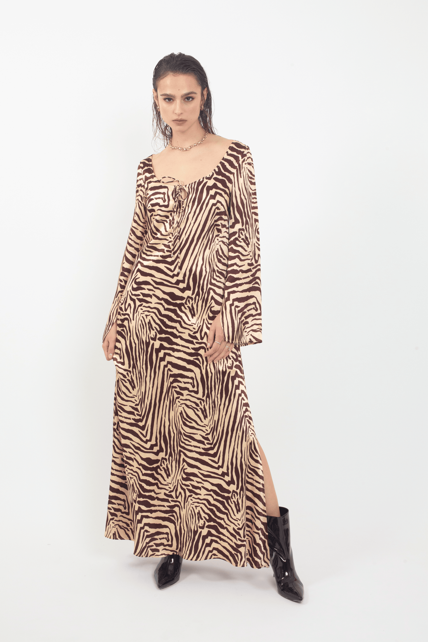 'Gemini' Zebra Maxi Dress