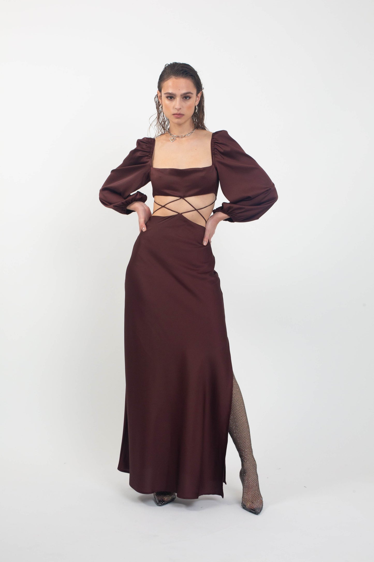 'Capricorn' Chocolate Brown Maxi Dress