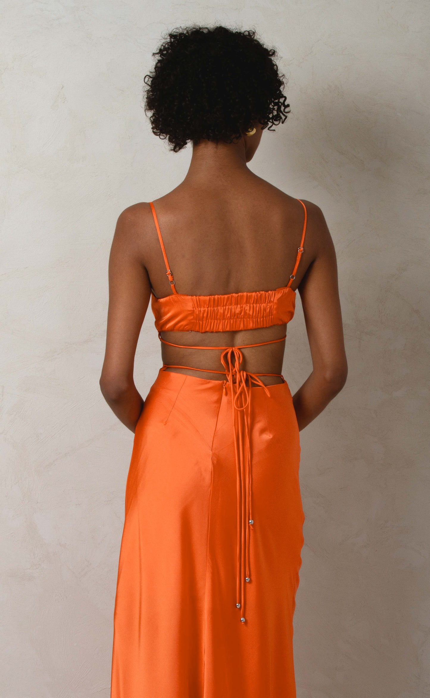 Dawn - Satin Orange Maxi Dress