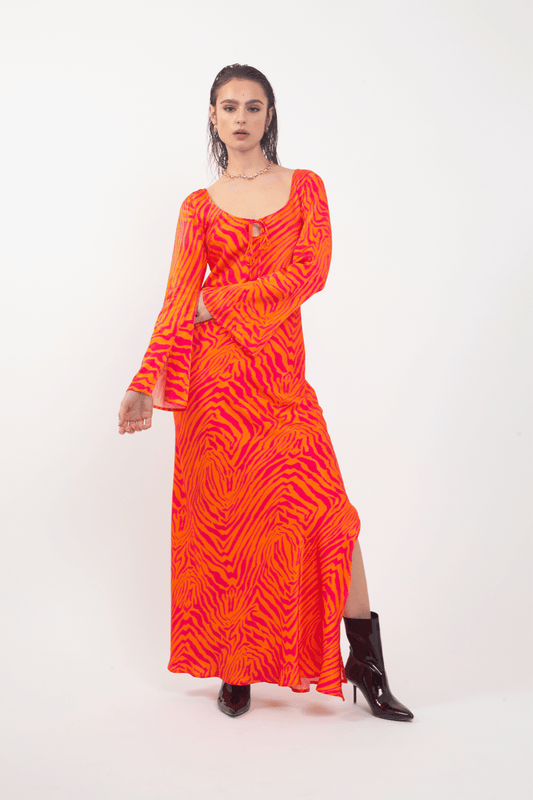 'Gemini' Red Animal Print Maxi Dress