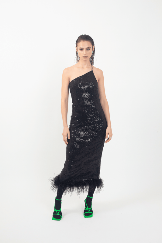 'Virgo' Black Sequin Dress